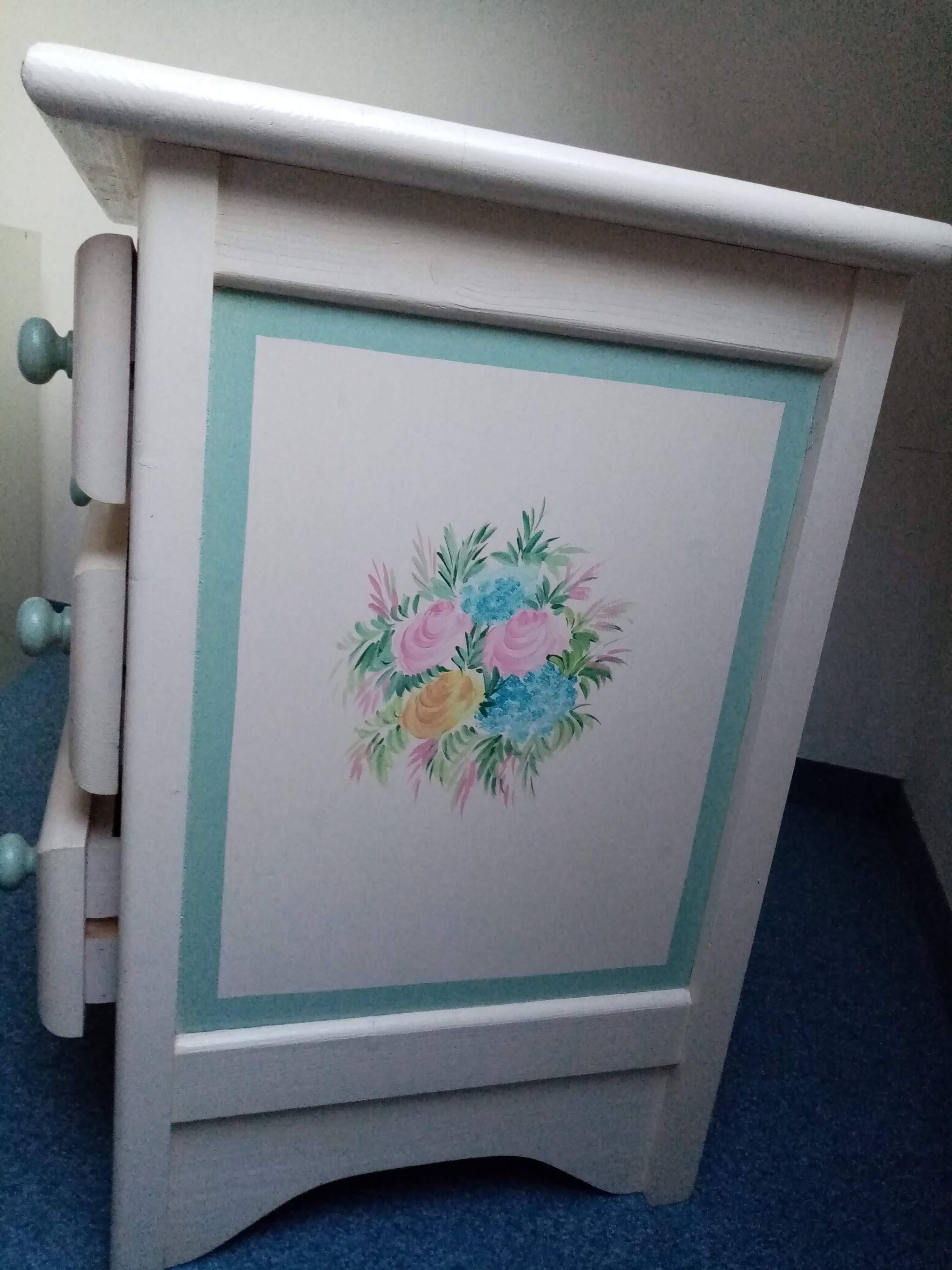 Children's room chest of drawers. Floral pattern by artist Sylvie Karle Marquet.