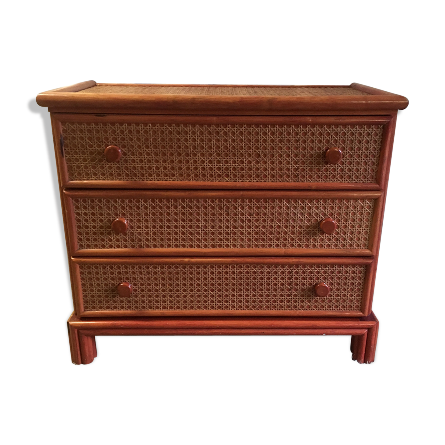 Chest of drawers wood and canning - 80s
