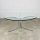 Table basse ronde chrome et verre années 70