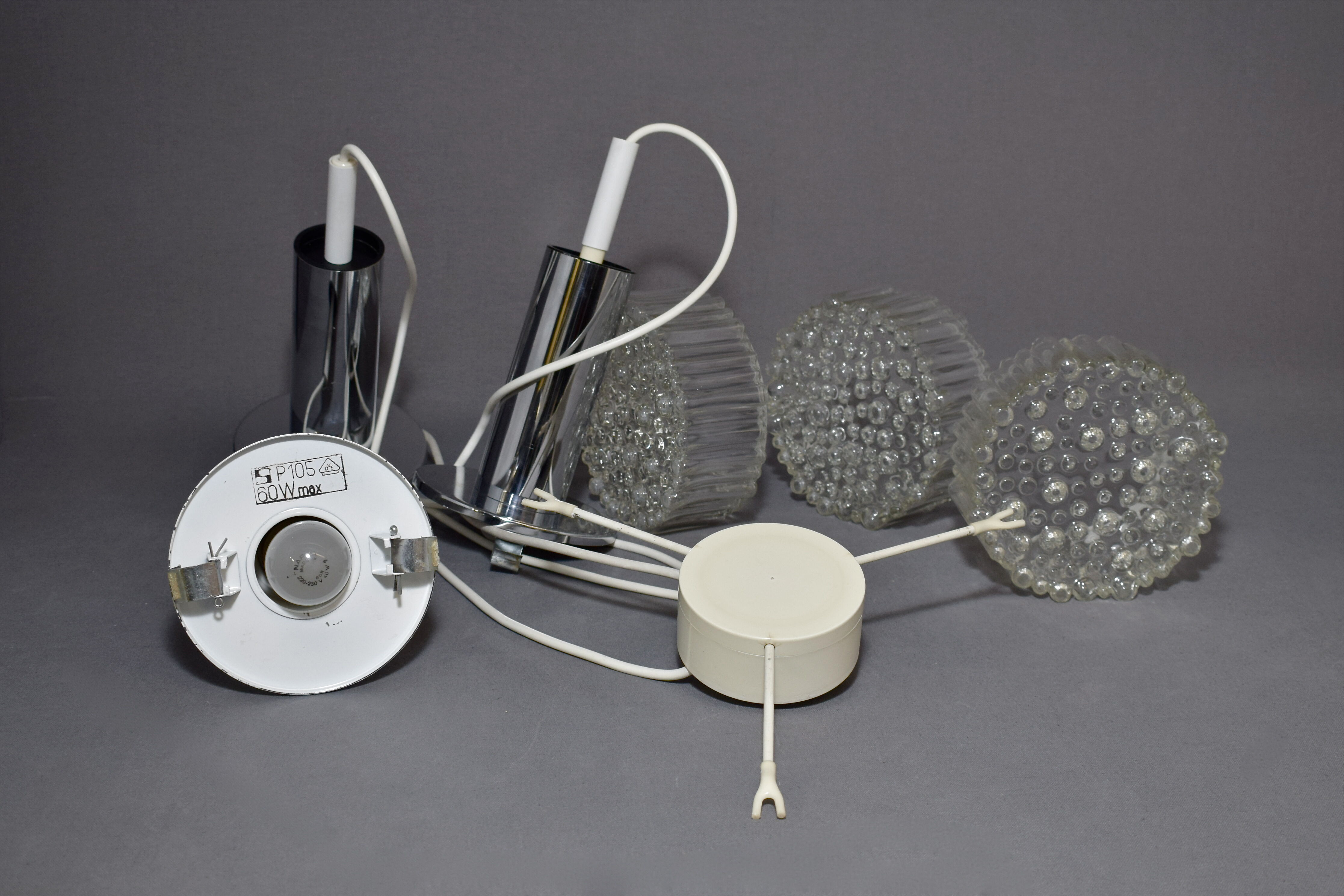 Lustre waterfall 3 glass and chrome suspensions