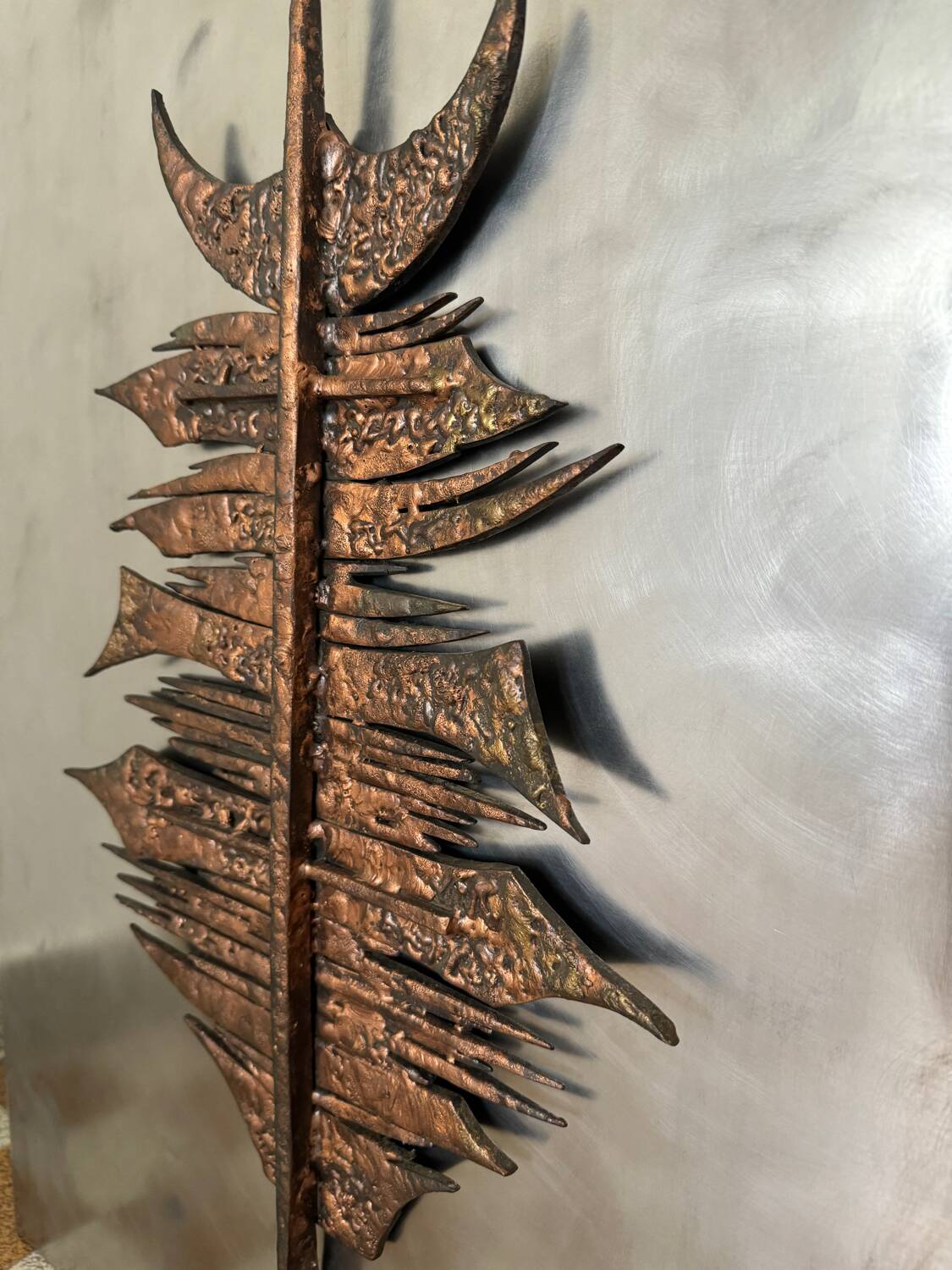 Brutalist bronze sculpture painting from the 70s