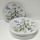 Six flat plates porcelain Bernardaud Limoges model Alcée floral decoration