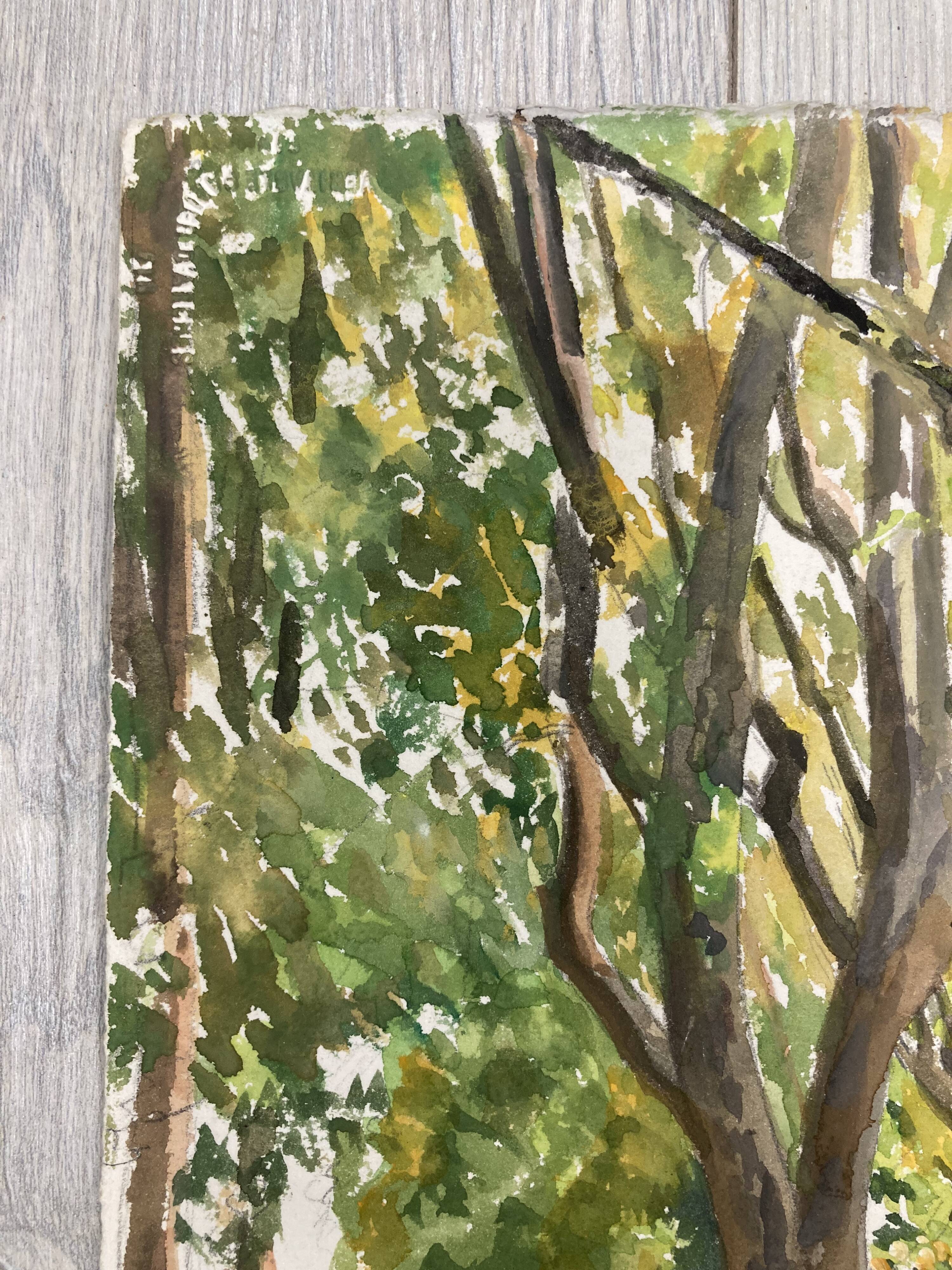 Aquarelle paysage vintage