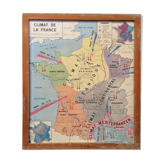 School poster Climat de France/ Atlantic Coasts 1960 vintage