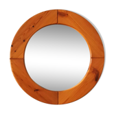 Miroir rond en pin massif, 1979
