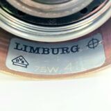 Plafonnier Mid-Century en verre bullé et laiton – H. Tynell pour Limburg, années 60