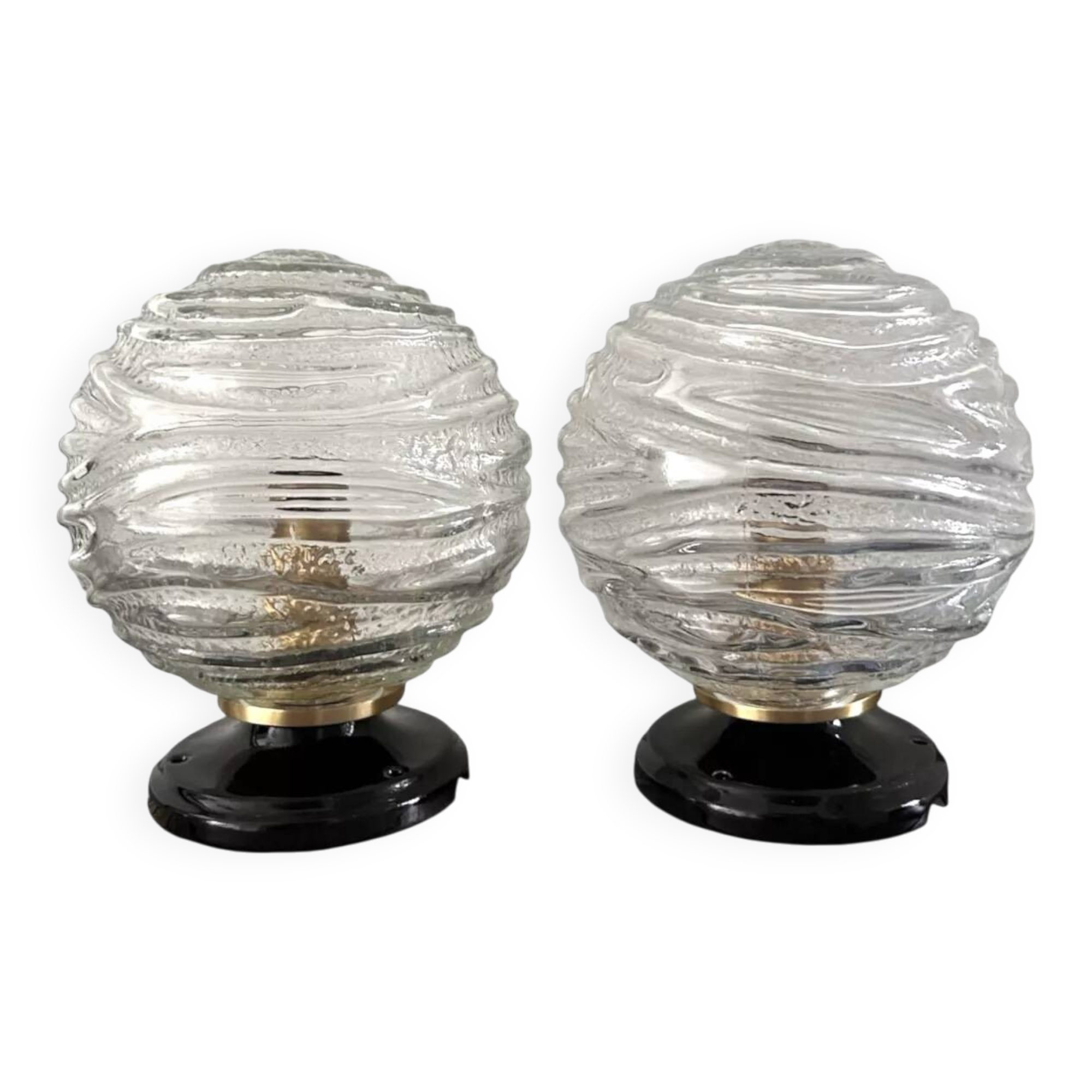 Pair of seventies globe wall lights