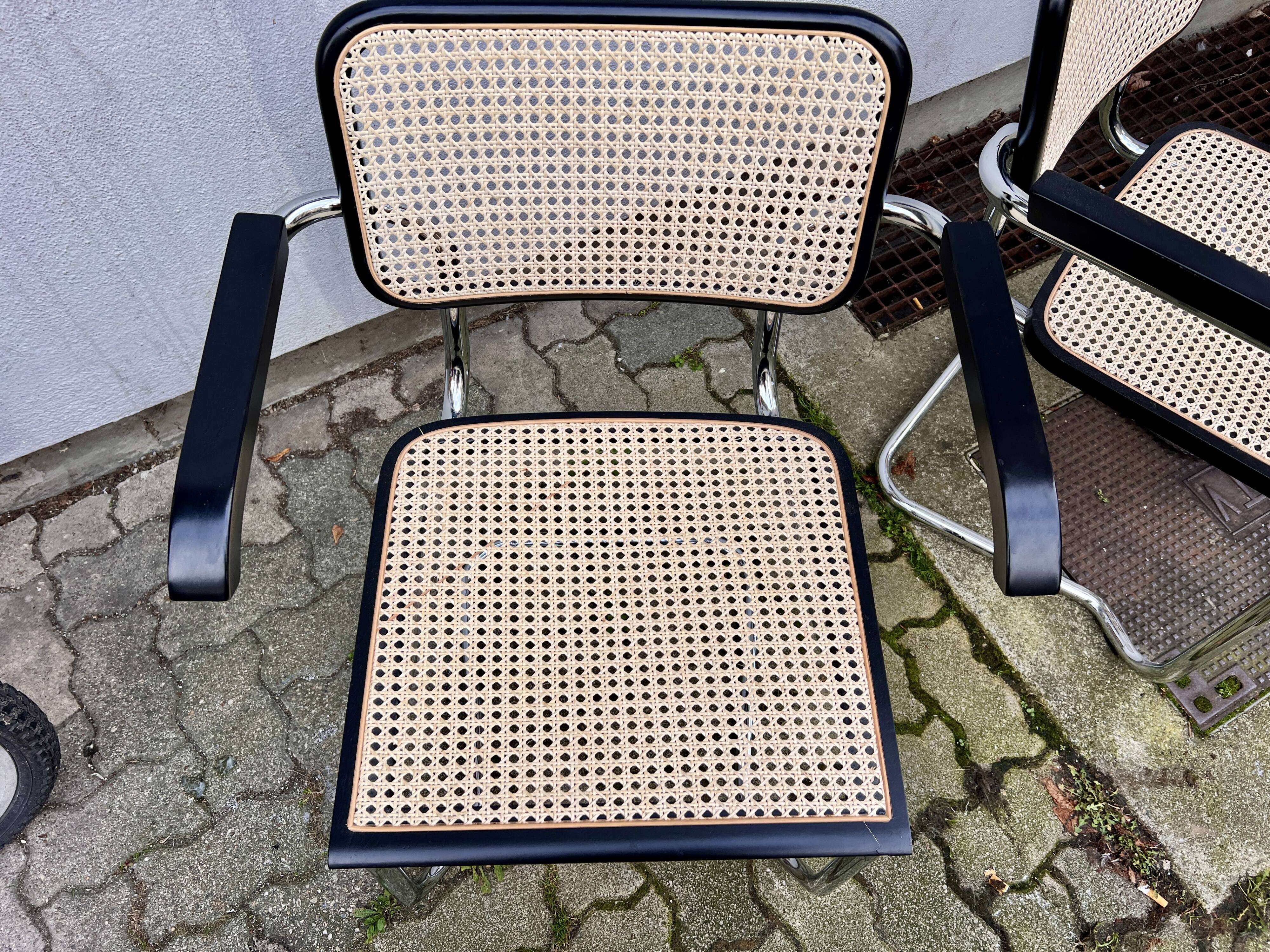 Set of 4 Marcel Breuer style armchair chairs