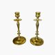 Old pair of turned brass candlesticks