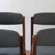 6 Scandinavian chairs in rosewood, with green-grey seats.