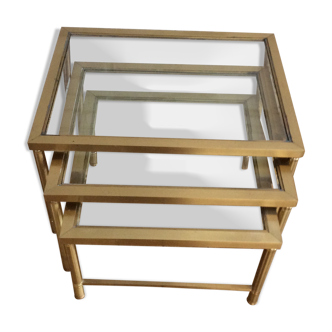 Nesting tables in glass and brass