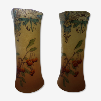 Pair of vases signed Leg for Legras