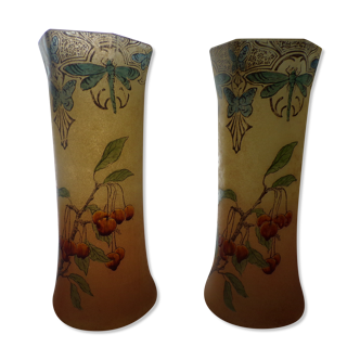 Pair of vases signed Leg for Legras