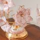 Vintage Murano table lamps, pink blown glass and gold details, pair.