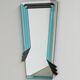 Postmodern geometric mirror with blue & dark gray smoked glass, 1980s