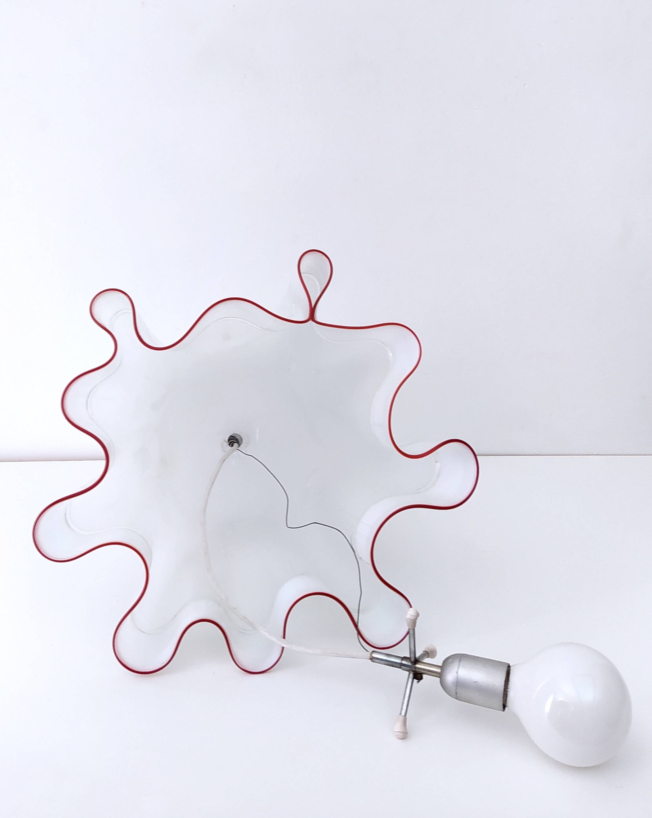 White Blown Glass Pendant Mod. Zenda by Luciano Vistosi, Italy
