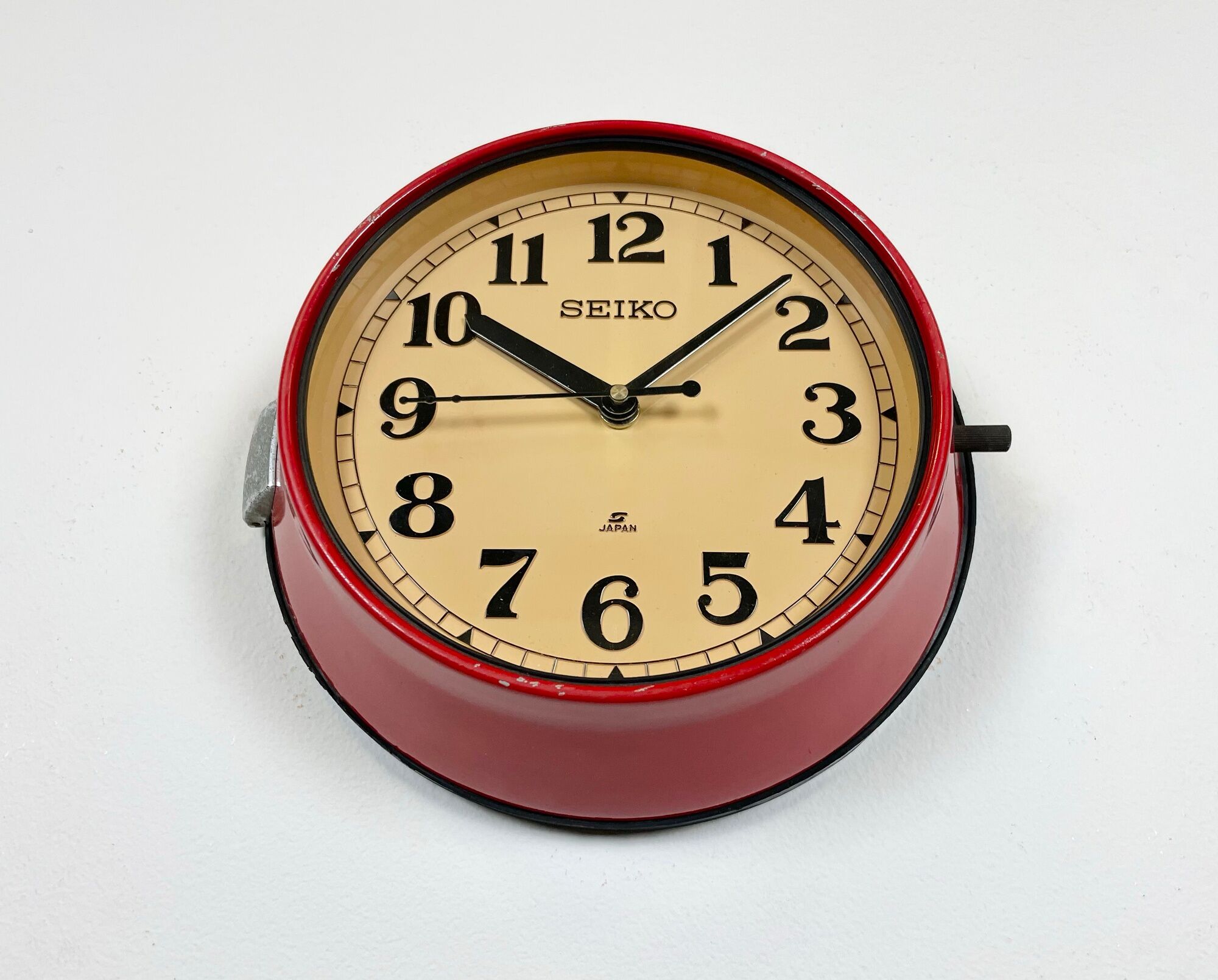 Vintage red seiko navy wall clock, 1970s