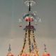 Rezzonico Venetian chandelier in colorless, blue and red Murano glass, circa