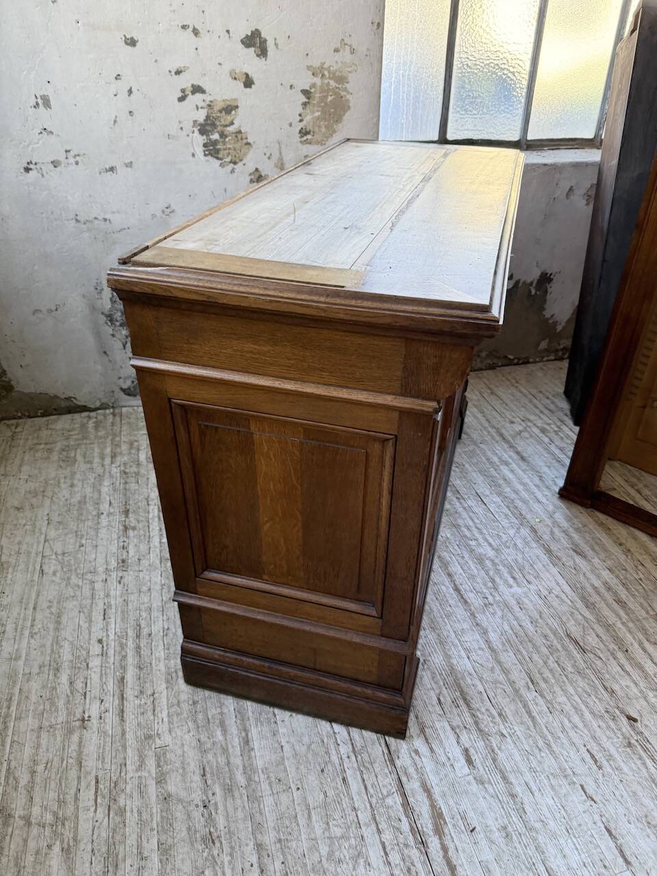 Antique XL Napoleonic oak glass bookcase, 19th century