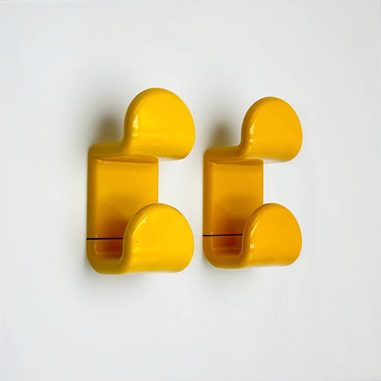 Vintage 1970s Gedy Coat Hooks in Yellow Plastic by Ambrogio Rossari