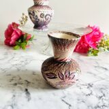 Two small Rochefort-en-Terre earthenware vases signed Leray, handmade.