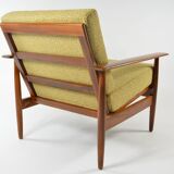 Fauteuil scandinave jaune chiné