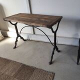 Bistro table/wooden top with cast iron legs