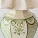 Spanish Revival Table Lamp in Green Ivory Crackle Ceramic, New Linen Shade