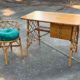 Rattan desk and chair 1960