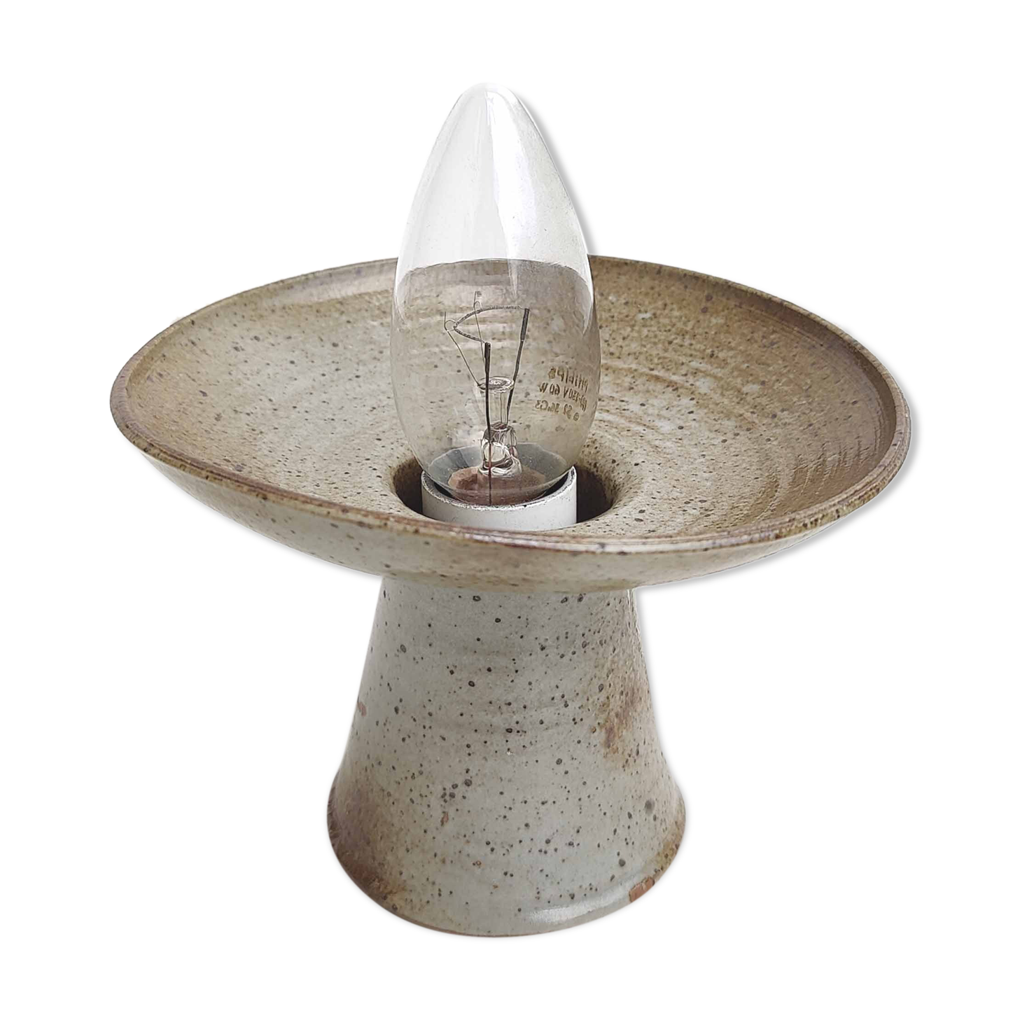 Stoneware candle holder lamp
