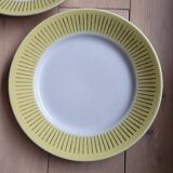 Lot de 9 assiettes plates jaune et doré