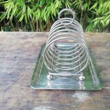 Porte toast metal argenté avec support