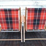 Pair of folding camping chairs Plidéal vintage 1950