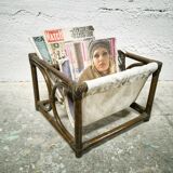 Rattan and fabric magazine holders