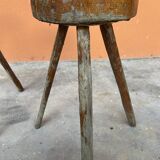Paire de tabourets de ferme antique 1900s