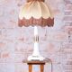 Art Deco Table Lamp in Ceramic and Textile Lampshade, Austria-Vienna, 1910s