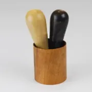 Carl Aubock II "The Bombs" salt and pepper shakers, walnut & horn, 1950s