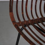 1950s Rare rattan chair by Rohé, Netherlands