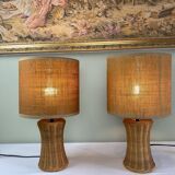 Pair of wicker lamps