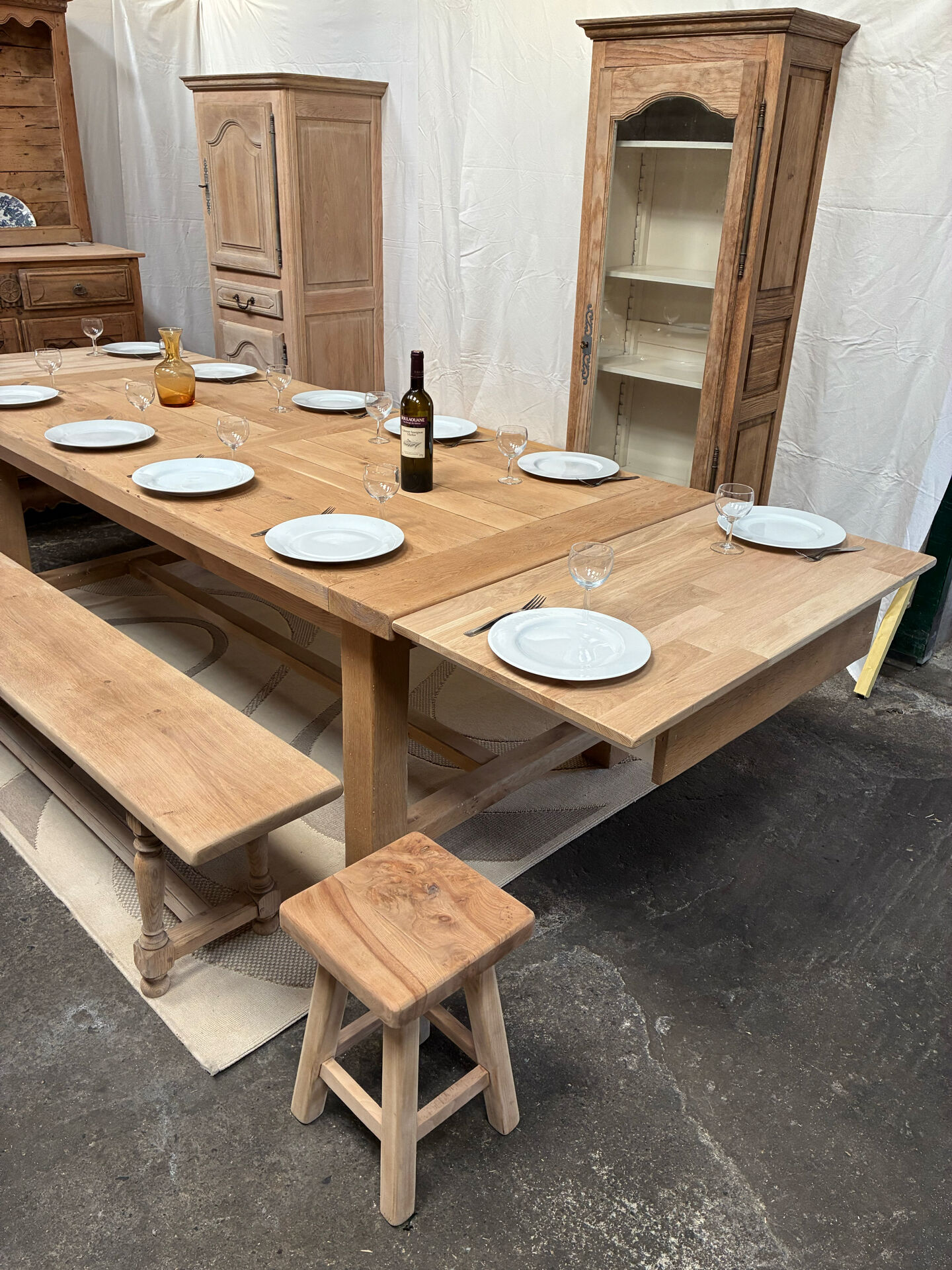 Table de ferme en chêne massif avec rallonges