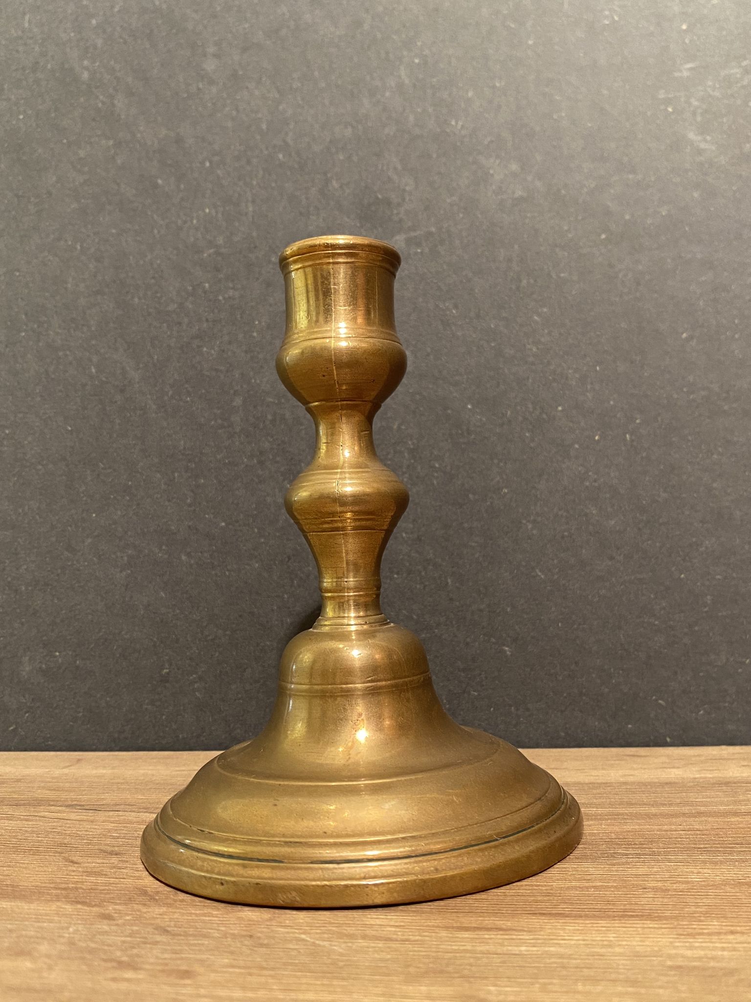 Eighteenth-century brass bronze candle holder