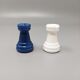 1970s elegant blue and white chess set in volterra alabaster handmade. made in italy