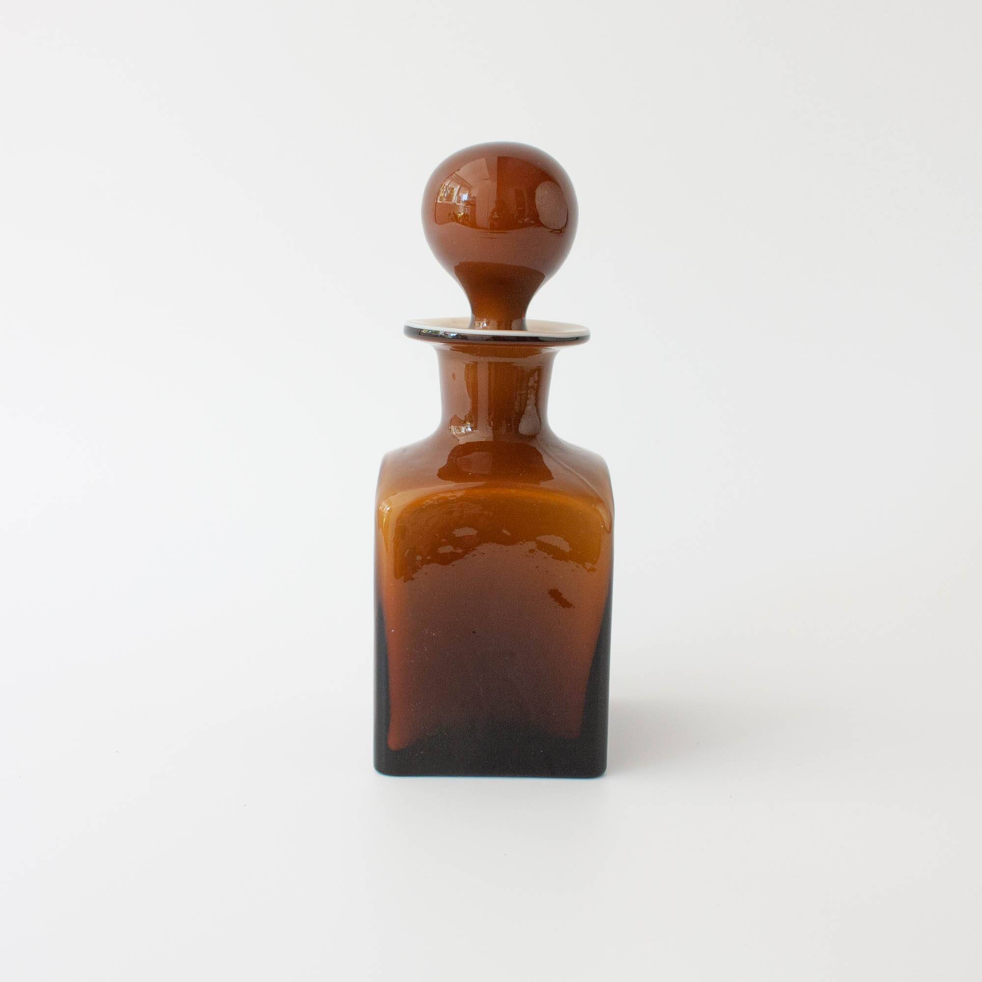 Vintage 1960s Brown Opaline Glass Bottle from Marinha Grande