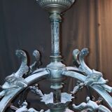 Chandelier 1900 metal and glass