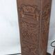 Pair of Kaiser Leuchten Totem Lamps in Vintage Aztec Inca or Mayan Leather