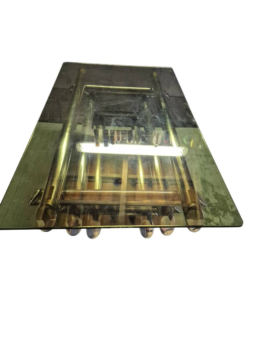 Willy Rizzo table 1970 chrome metal and glass