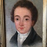 Oil on canvas mounted on panel "portrait of a young man" 19th century