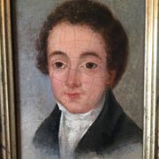 Oil on canvas mounted on panel "portrait of a young man" 19th century