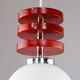 Vintage Italian Red Disc Pendant Lamp In Chrome and Wood, 1970s