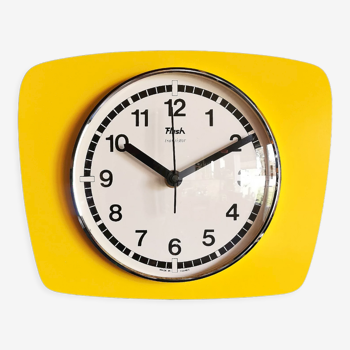 Vintage clock silent rectangular wall clock "Yellow Flash"